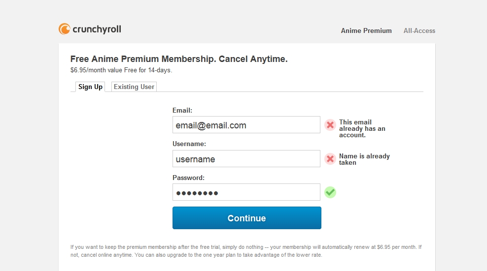 Crunchyroll premium account info